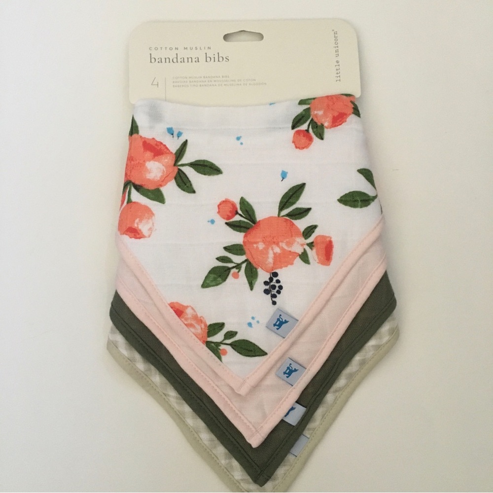 NEW Bandana Bibs Cotton Muslin 4pk | Little Unicorn